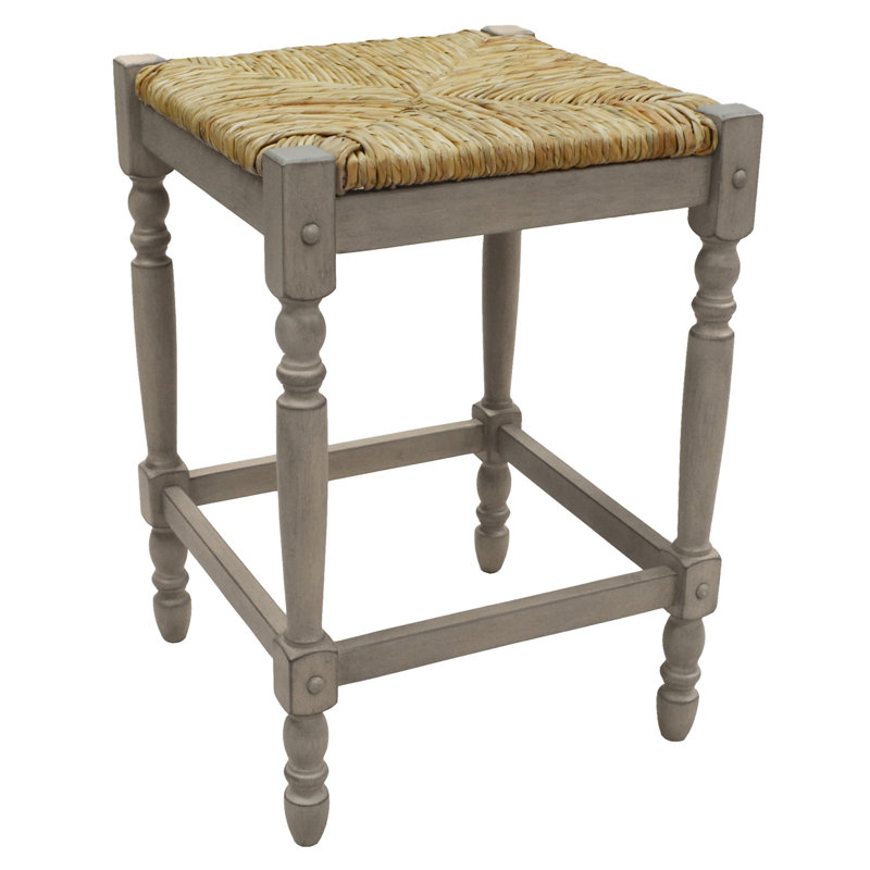 Chaise de bar 24 po en bois massif naturel et gris sans dossier
