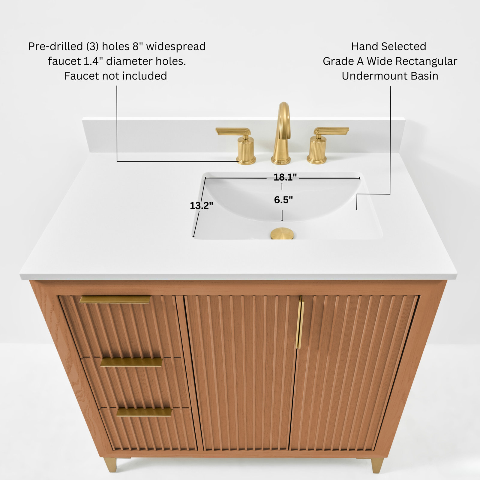Turlington Oak Single Bathroom Vanity, Sienna, 36"