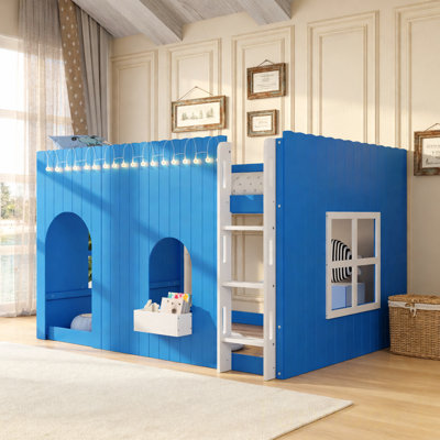 Lit mezzanine double pour enfant avec lumière DEL chaude