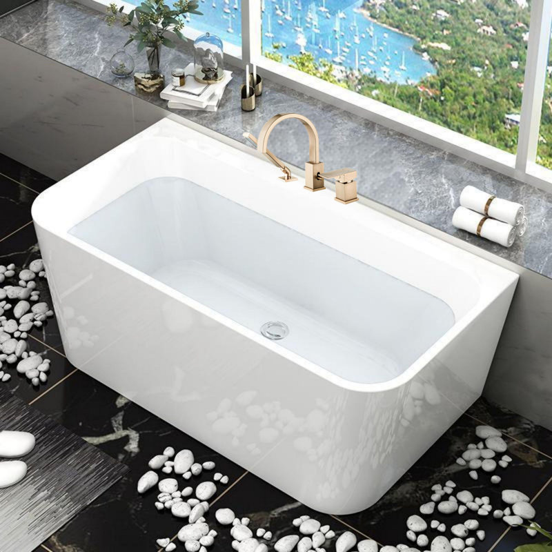 Robinets de baignoire romaine en cascade, robinets de baignoire en laiton à fixation sur plateau avec douche à main