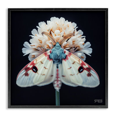 Papillon de nuit et fleurs blanches, estampe numérique par Roozbeh Bahramali