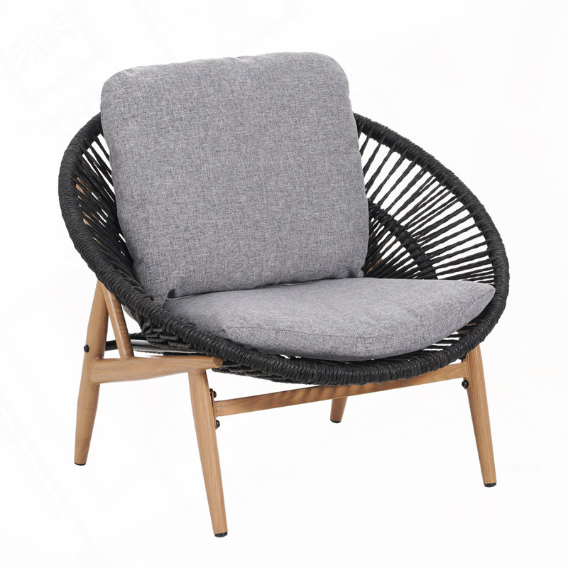Chaise d'extérieur Papasan, Coussin gris / cadre noir 