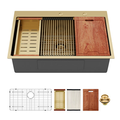 Évier de cuisine encastrable 36 po - 36 po x 22 po x 10 po évier de cuisine encastrable à cuve simple en acier inoxydable de calibre 16
