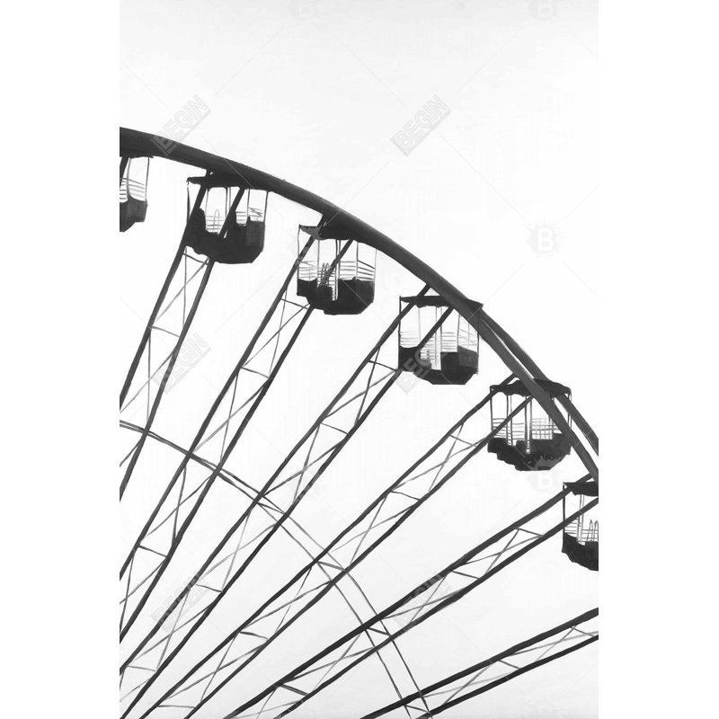 Quart de grande roue - Décor de toile encadrée noir et blanc