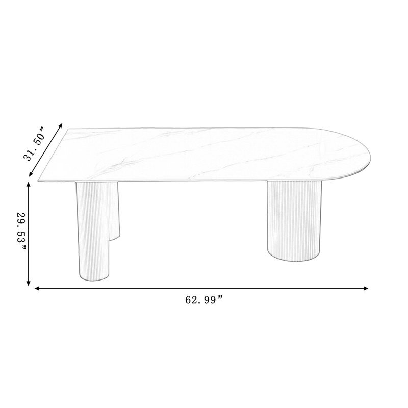 Table de salle à manger Brookfield, H 29,53 po x L 62,99 po x l 31,5 po