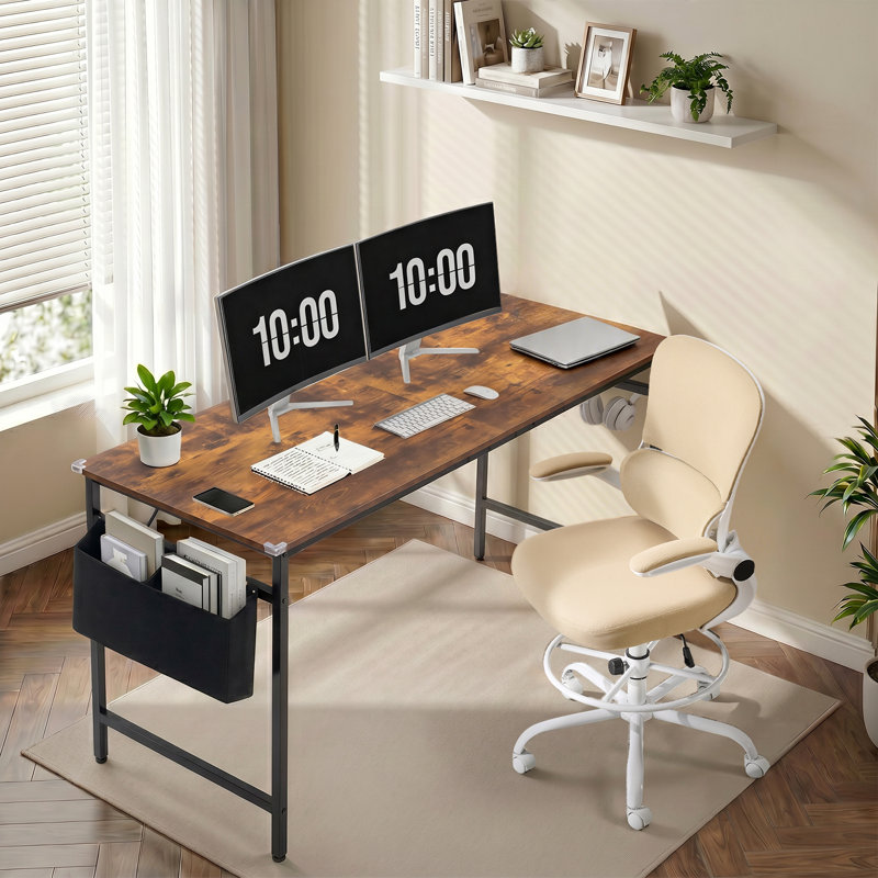 Ensemble de bureau et chaise de bureau 2 pièces, Brown/Black Table/Beige Chair