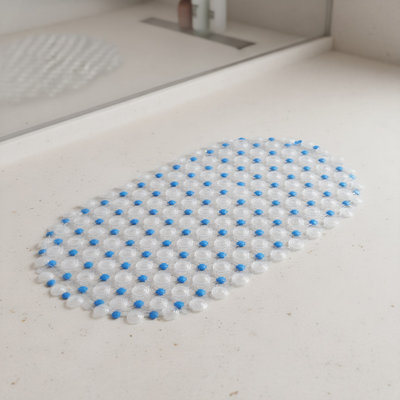 PVC Bath Mat with Strong Suction CupsTransparent Non-Slip , Anti-Skid Shower Mat for Tub & Bathroom Floor Safety