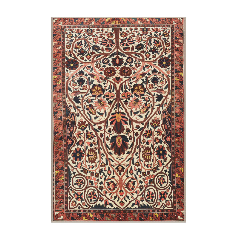 Brun oriental/beige/noir Tapis décoratif, Rectangle 2 pi x 4 pi
