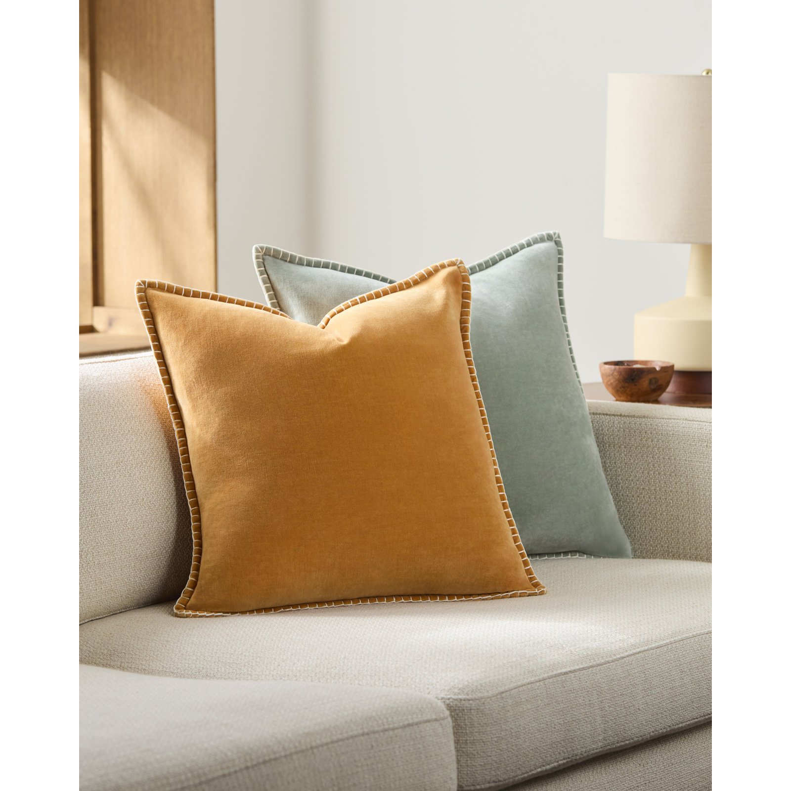 Montrose Cotton Pillow Cover, Yellow, Square 22", Pillow Cover Only - No Insert