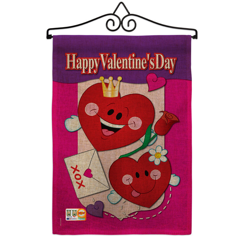 Joyeuse saint-valentin en polyester de 2 côtés 19 x 13 po joyeuse st valentin drapeau de jardin