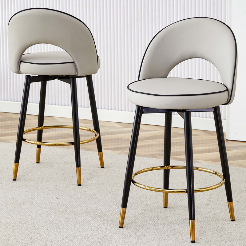 Chaise de bar rotative à 360 °, chaise de bar rembourrée confortable en polyuréthane moderne avec pieds en métal