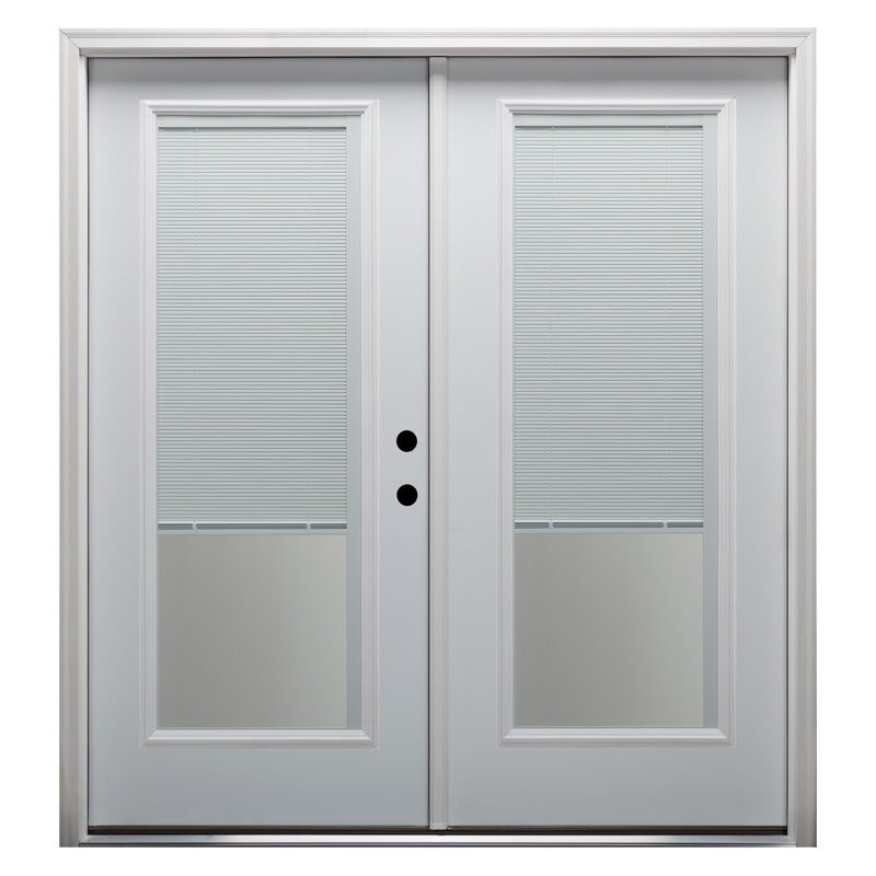 Porte d'entrée pré-suspendue en fibre de verre apprêtée, H 81,75 po x l 74 po x P 4,56 po, S'ouvre à gauche vers l'intérieur