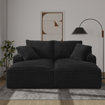 Masir Boneless Sleeper Couch,Double Chaises Lounge With Pillows, Could Plush Corduroy by Latitude Run