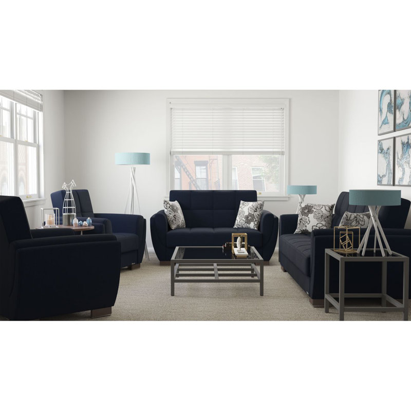 Fauteuil convertible en microfibre avec rangement Primenest Skyhaven Collection, Chenille bleu foncé