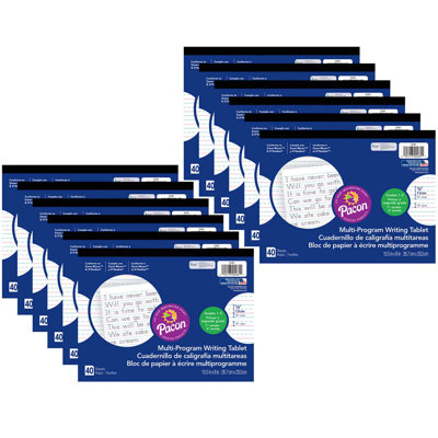 Pacon Corporation Multi-Program Handwriting Tablet, D'nealian/Zaner-Bloser, 1/2" X 1/4" X 1/4" Ruled Long, 10-1/2" X 8", 40 Sheets, Pack Of 12