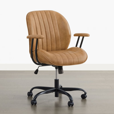Channel-Tufted Faux Leather Swivel Executive Task Chair with Tilt Mechanism