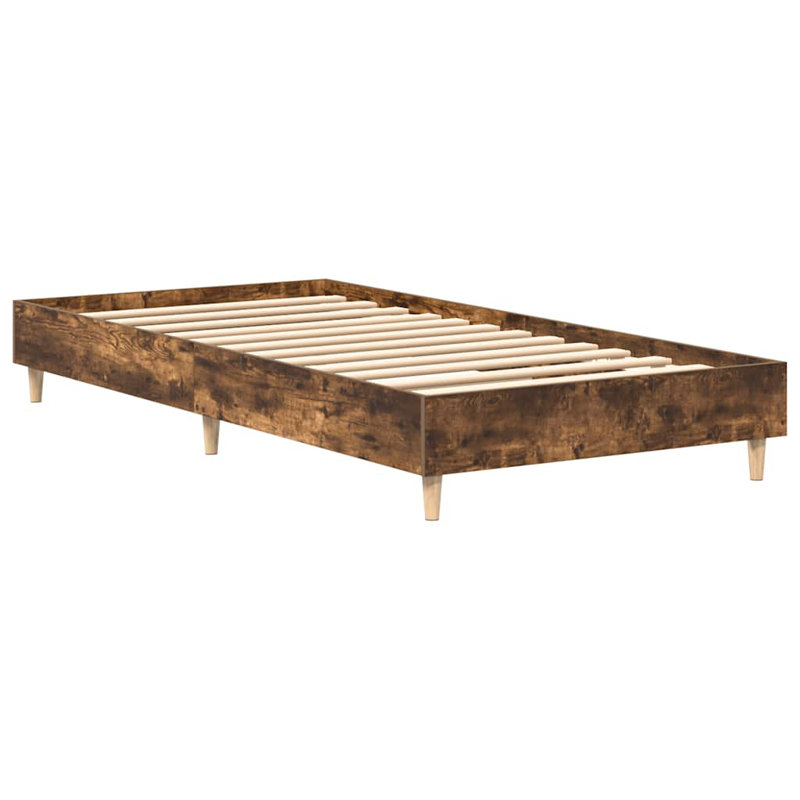 Bed Frame No Mattress Engineered Wood, Single (3'), Smoked Oak