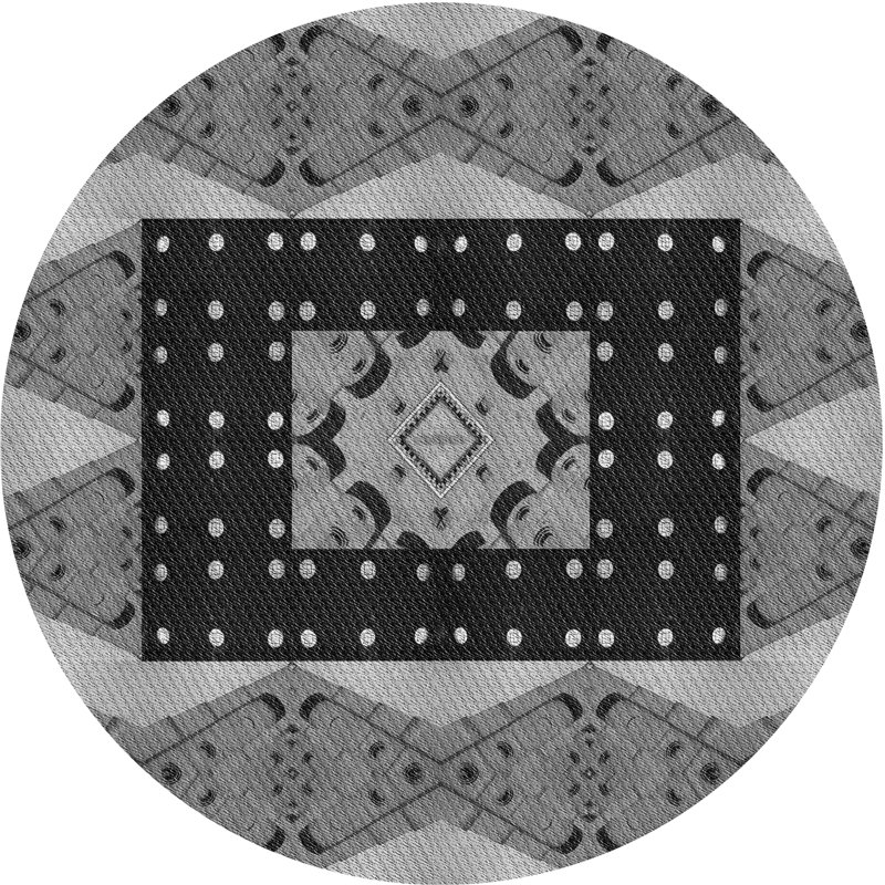 Tapis noir/gris tissé à la machine, Rond 6 pi
