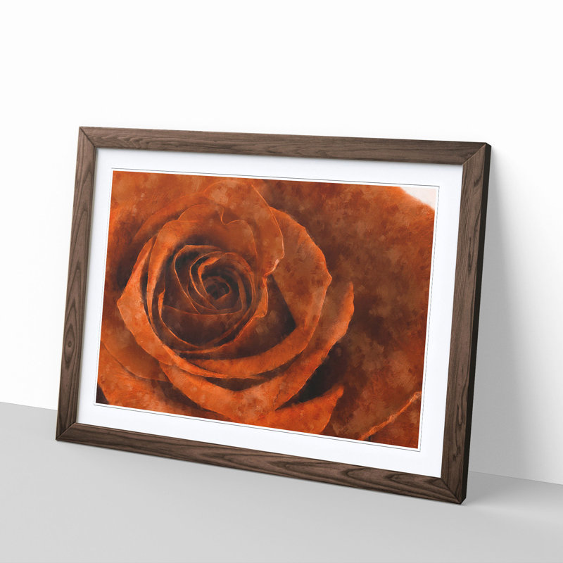 Orange Rose - Picture Frame Graphic Art Print, Walnut Framed, 62cm H x 87cm W x 2cm D