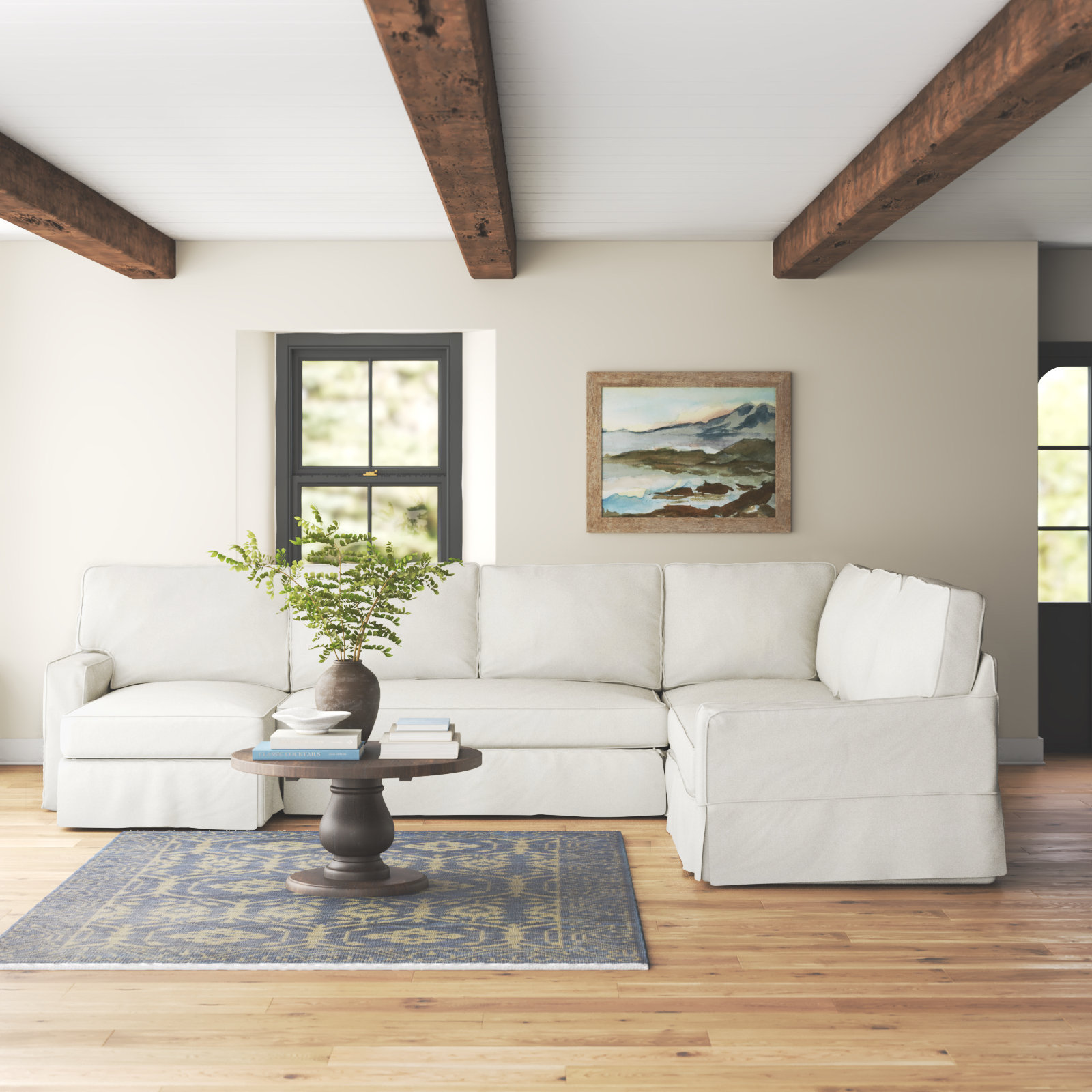 Taylor Upholstered U-Sectional, Right Hand Facing, Conversation Pearl Basketweave