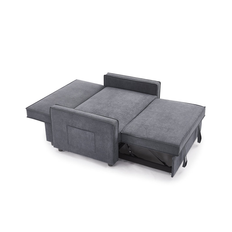 Khilan 2 Seater Polyester Sofa Bed, Dark Grey