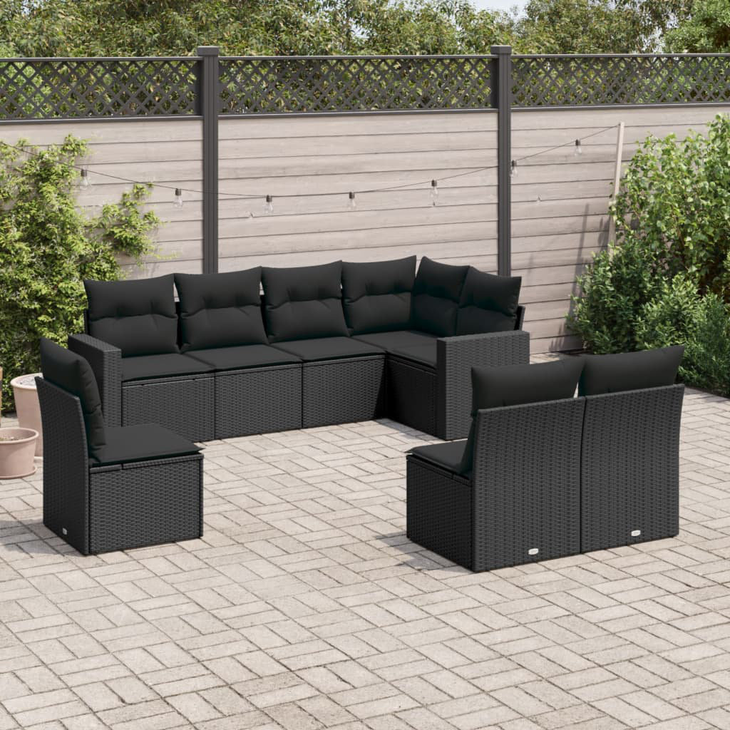 Vidaxl 8-Tlg. Garten-Sofagarnitur aus Polyrattan mit Kissen