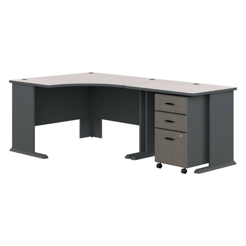 Bureau de direction en L Series A, Ardoise / spectre blanc