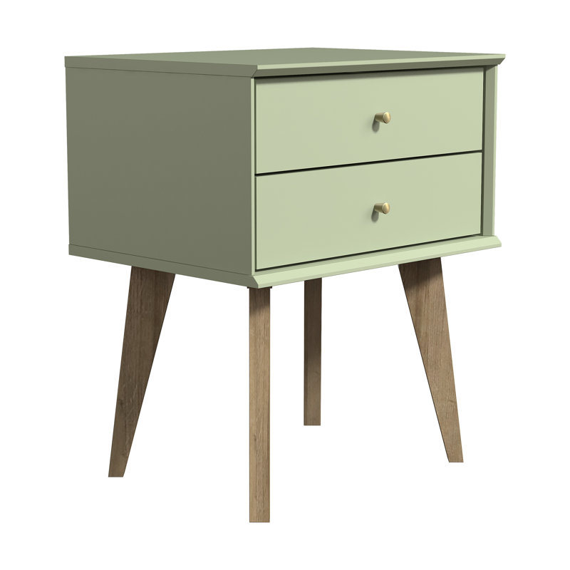 Branquinha 2 Drawer 22" H Nightstand, Sage Green/Reveira Eichi, Individual