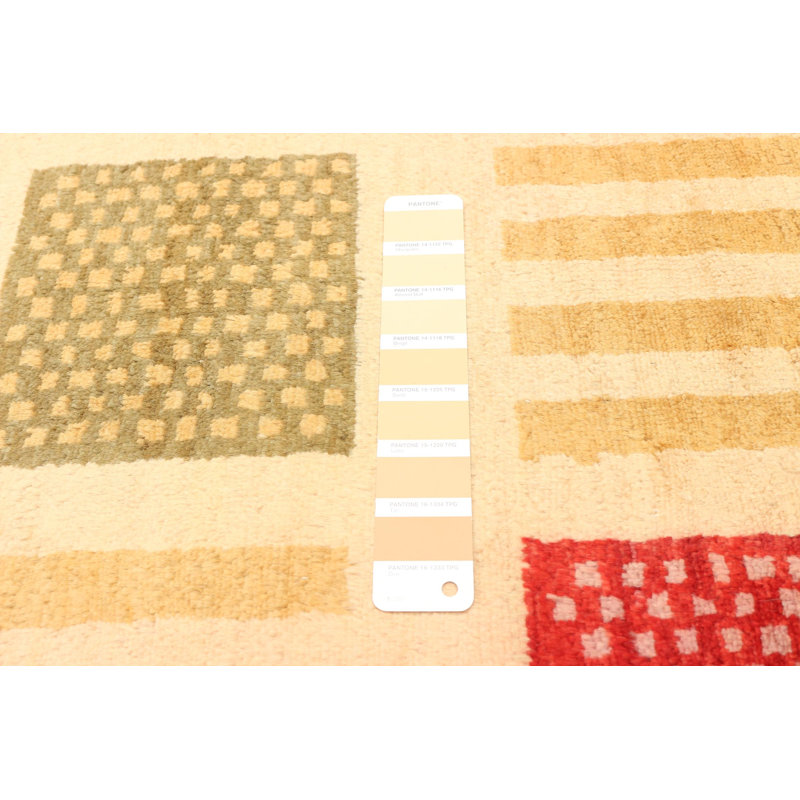 Tapis unique en laine noué à la main 4 pi 1 po x 6 pi 2 po nouvel âge Amali
