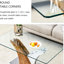 Table à thé avec plateau en verre trempé, base avec texture en bois, apporte à la table basse la nature à l'intérieur