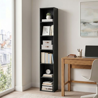 6-tier Bookcase, 70.8“ Tall & Slim Bookshelf For Small Spaces, Black