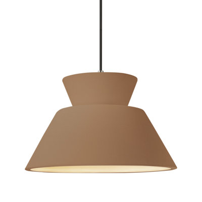 Radiance - Luminaire suspendu 1 lumière trapézoïdal - Adobe - Nickel brossé - l 14 po x H 8,5 po - Ampoule remplaçable
