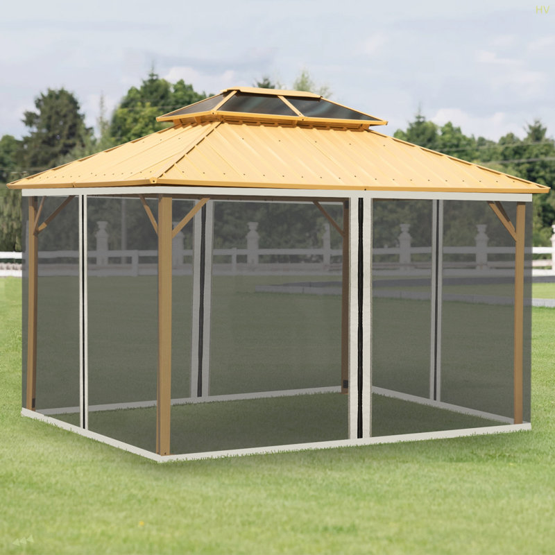 Outsunny 10' X 13' Replacement Mesh Sidewall Netting For Patio Gazebos And Canopy Tents With Zippers (Sidewall Only)