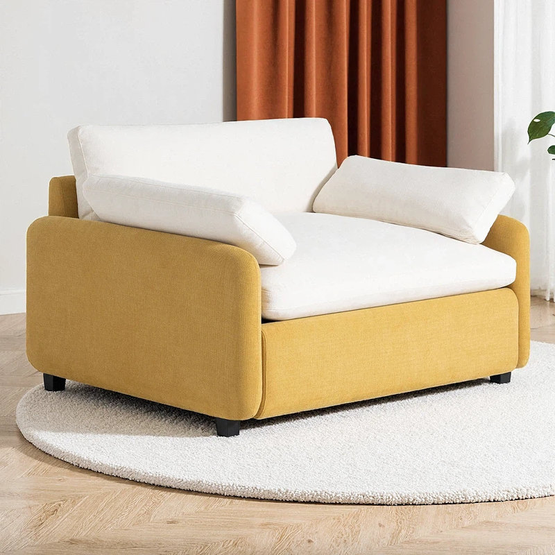 Fauteuil surdimensionné en chenille Cloud Comfort, Crème, jaune