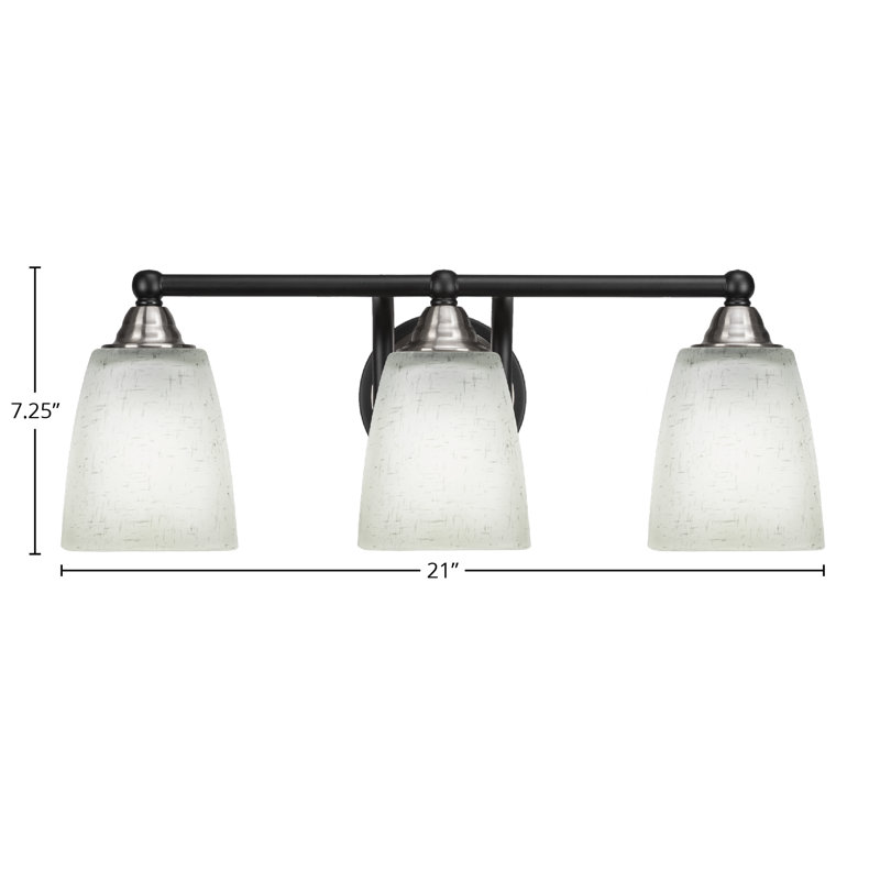Barre d'éclairage de salle de bain 3 lumières Michell, Mousseline blanche, Noir mat / nickel brossé