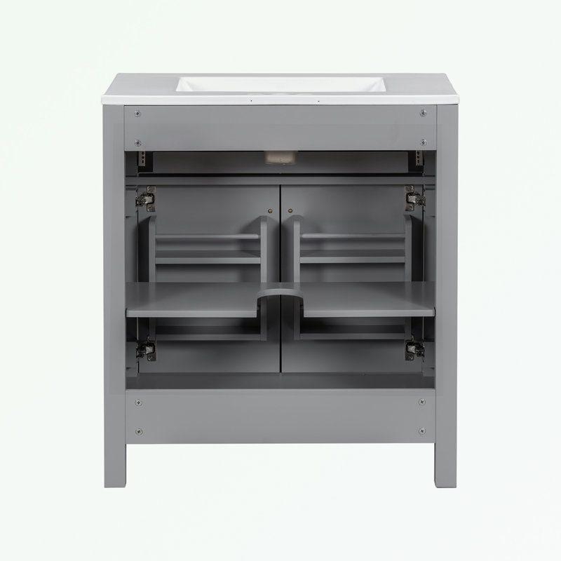 Armoire de salle de bain Ofek, Gris, Argent argent