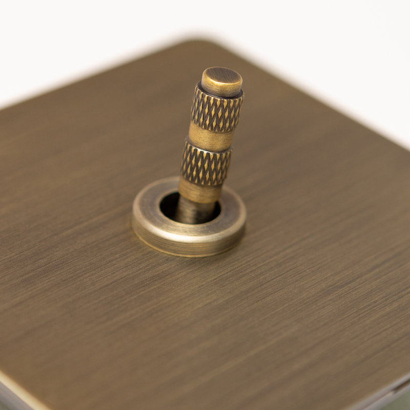 Foundry Series Knurled Toggle Switches and Sockets – Antique Brass (1 Gang 2 Way Toggle)