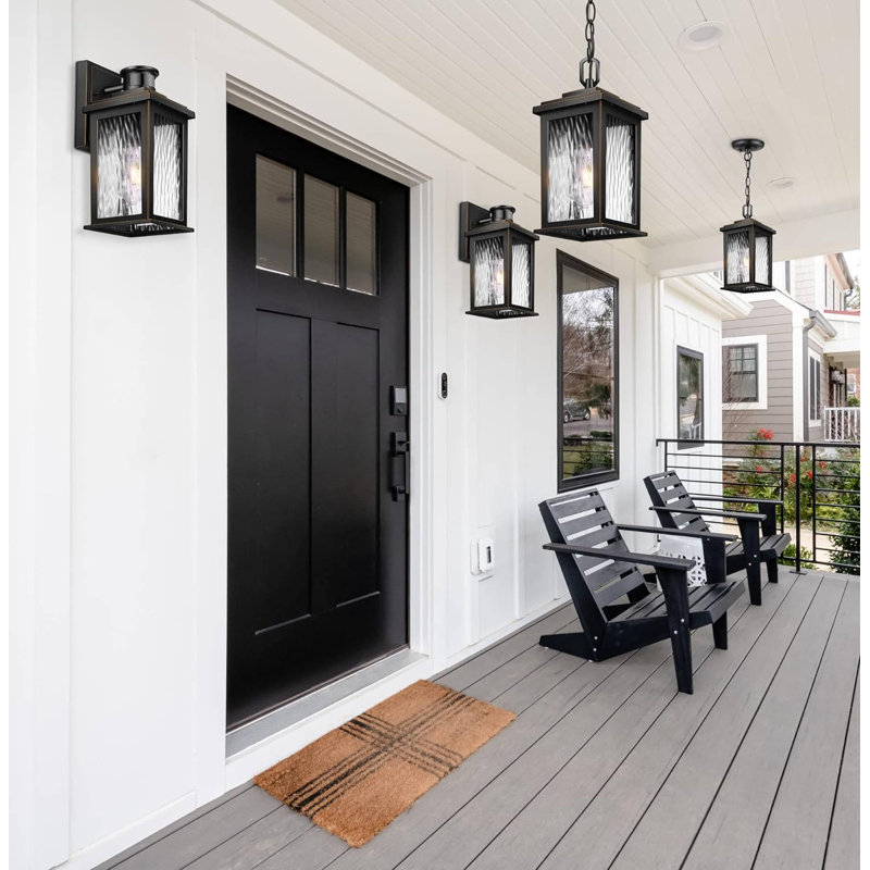 10'' Hardwired Outdoor Hanging Light, Gray