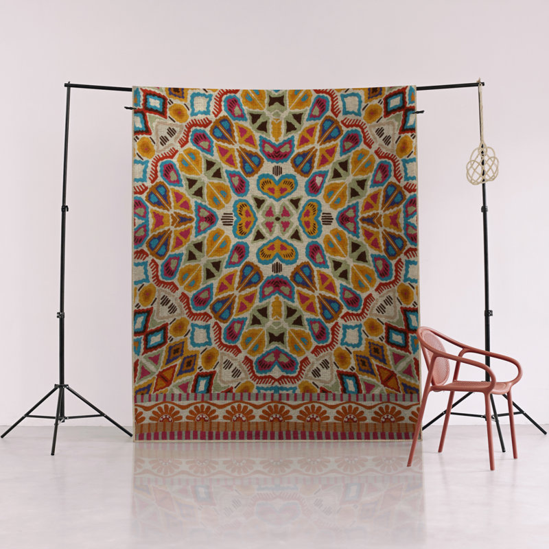 Tapis décoratif moderne multicolore à motifs géométriques et floraux, Tapis de couloir 3 pi 3,37 po x 9 pi 10,11 po