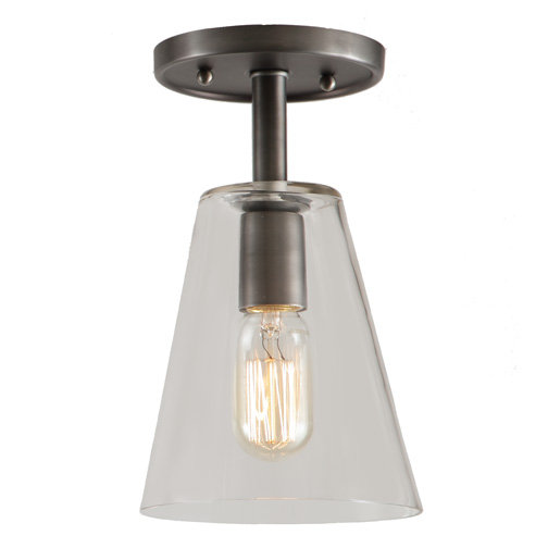 Baptiste Glass Semi Flush Mount, 10" H x 6" W, Pewter