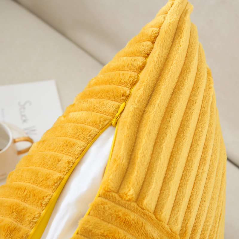 Housse de coussin carré en velours côtelé, H 20 po x l 20 po, Jaune