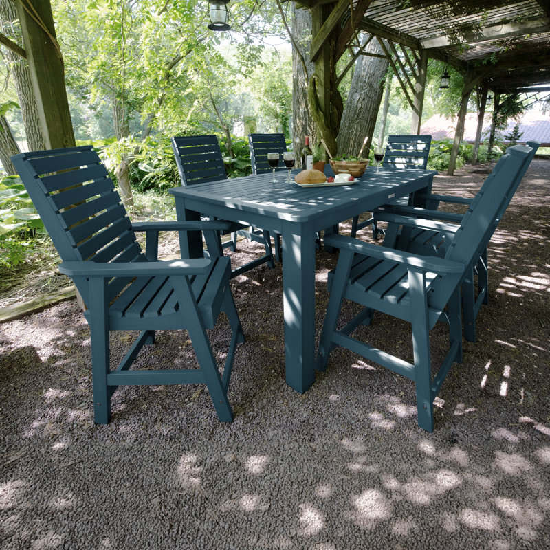 Ensemble de salle à manger rectangulaire pour 6 personnes Midwest, Bleu Nantucket, H 43,3 po x l 55,5 po x L 86,5 po