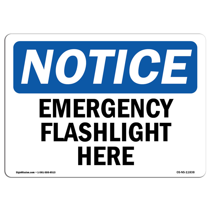 Emergency Flashlight Here Decal 5" X 3.5", 3.5" H x 5" W x 0.1" D