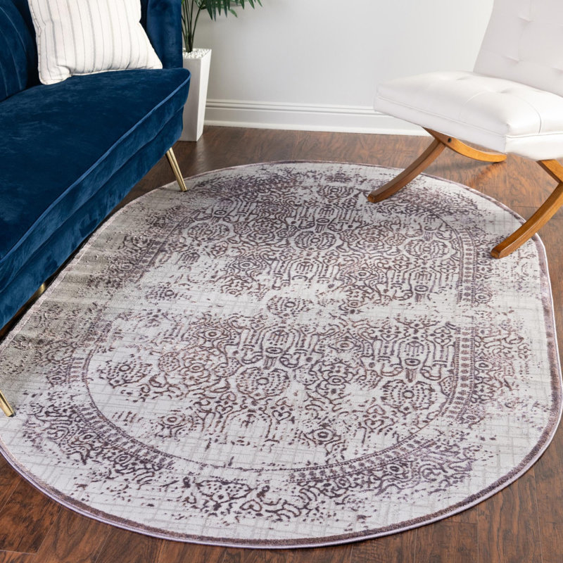 Tapis transitionnel Glencoe couleur lavande, Ovale 4 pi x 6 pi