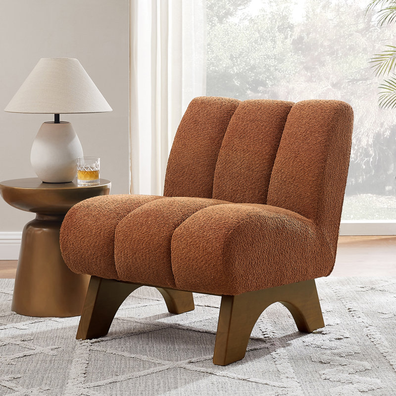 Brenetta 64Cm Wide Tufted Lounge Chair, Orange Sherpa