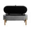 Banc de rangement avec assise rembourrée en velours côtelé gris et pieds en bois massif-1612302901