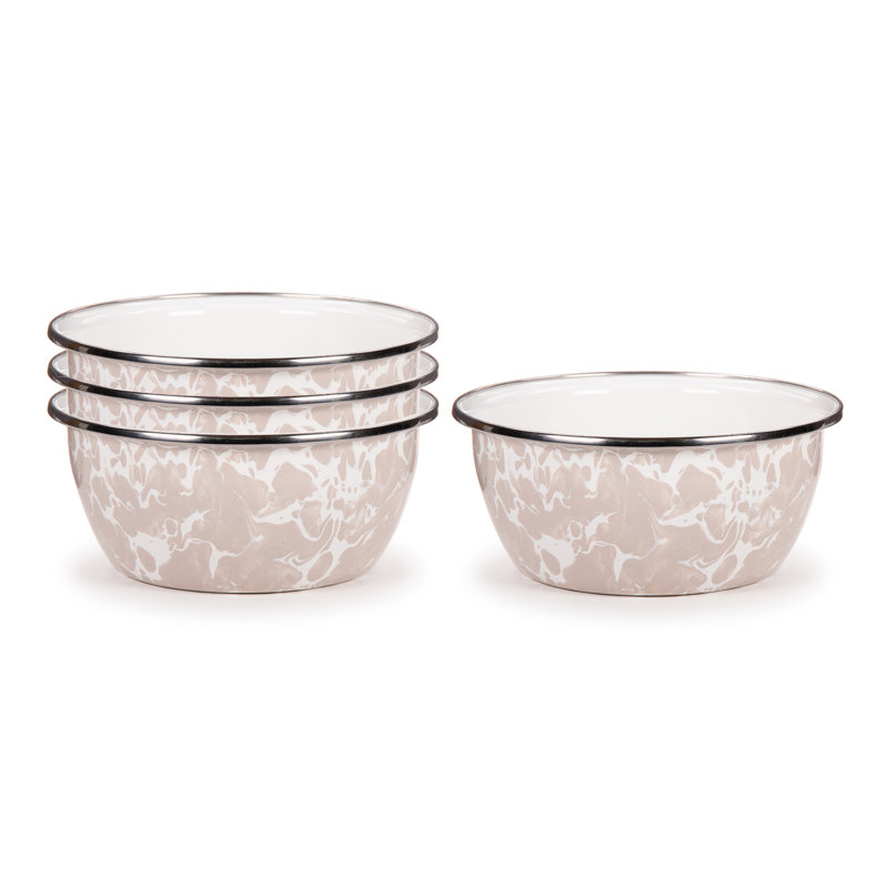 Taupe Swirl Enamelware Dining Bowl