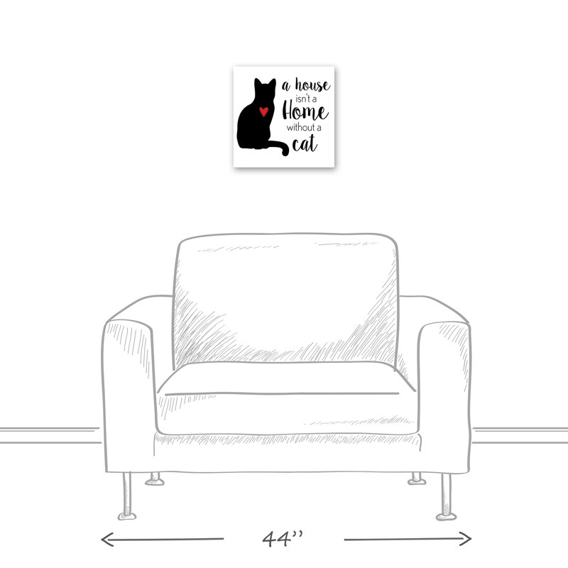 « house home cat », art textuel sur toile, H 12 po x l 12 po