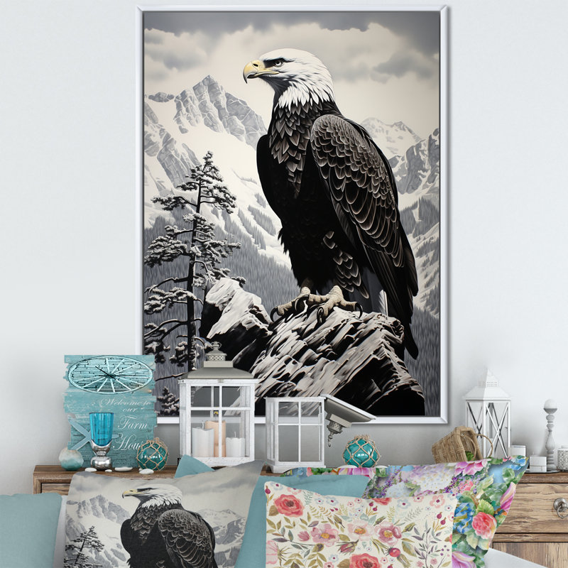 «Mosaic Bold Eagle Majesty II», reproduction sur toile, H 44 po x l 34 po x P 1,5 po, Cadre flottant blanc