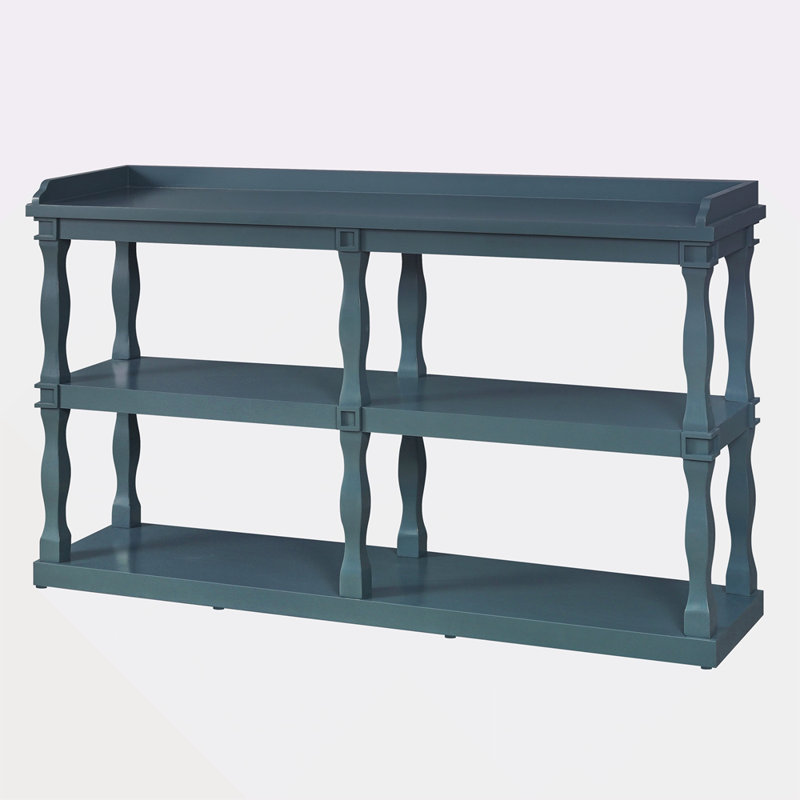 Console Table With 3-Tier Open Storage Spaces And Roman Column Effect Support Legs,Narrow Sofa Entry Table For Living Room, Entryway And Hallway